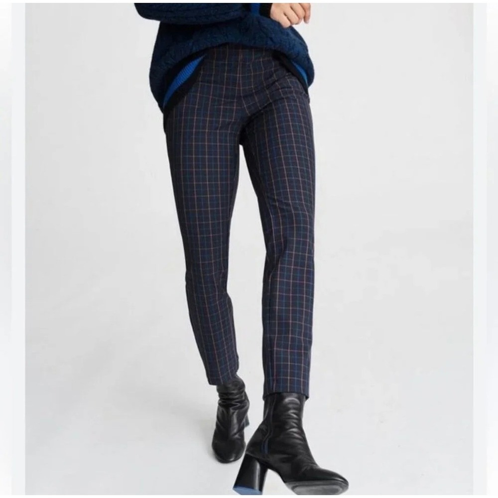 Rag & Bone Simone Pant Navy Multi‎ Plaid Windowpane Slim Trousers Size 6